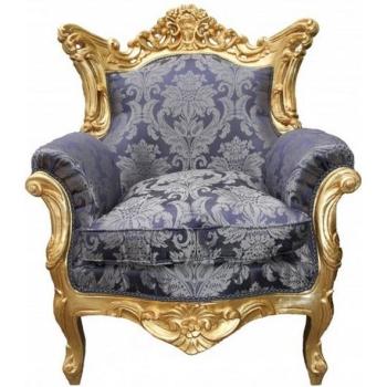 Royal Blau Gold Barock Sessel Al Capone von Casa Padrino