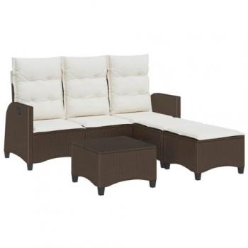 Vidaxl Set Sofá L de Jardín 3 Cojines Marrón