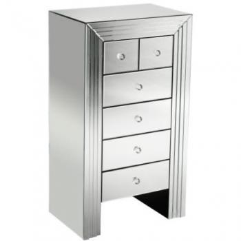 Fully Assembled Mirrored 6 Drawer Chest