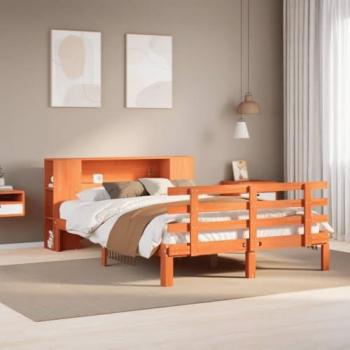 Librería Cama sin colchón Cera Marron 140x200 cm en Pino