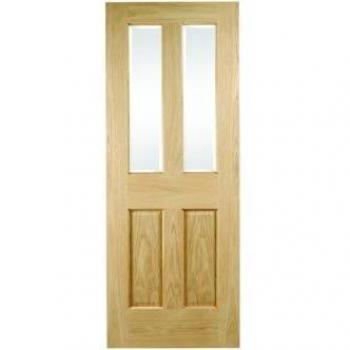 Wickes Malton Oak Veneer Glazed 4 Panel Door