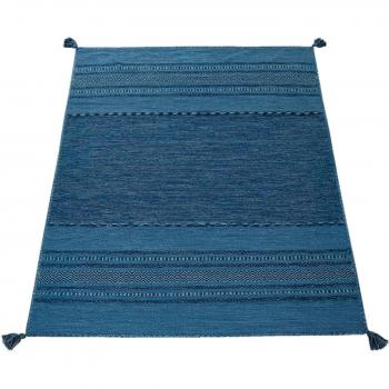 Alfombra Estampada Azul Tejida a Mano