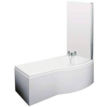 Affine Nuie 1500 × 850 mm P‑Shaped Shower Box – Right Handed, White Acrylic