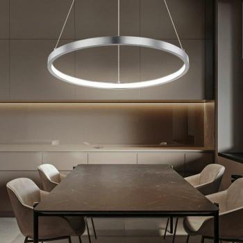 Luce a sospensione rotonda 19W LED bianco nichel opaco