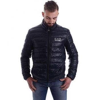 Piumino EA7 Blu Uomo con Logo e Zip Completa
