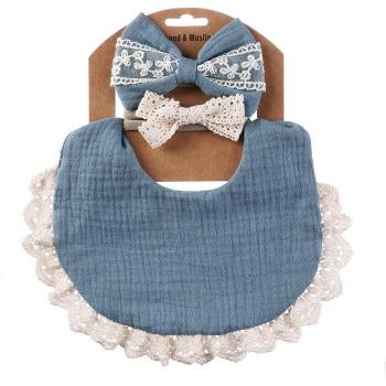 Baby Bib and Bow Headband Set for Girls