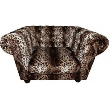 Casa Padrino Chesterfield Sessel mit Leopardenmuster