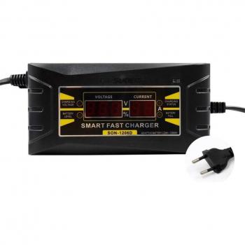 Universal 12V Car and Motorcycle Battery Charger with Safety Features