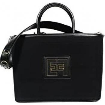 Borsa Shopper Elisabetta Franchi Nero con Dettagli Logo