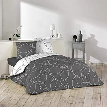 Parure de Lit 3 Pièces Elton 240x220cm Gris
