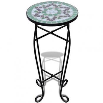 Mosaic Side Table Plant Table Green White