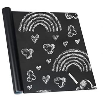 Set de 2 Pizarras Adhesivas de Tiza, Vinilo para Pared y Frigorífico, 200 x 45 cm, Negro