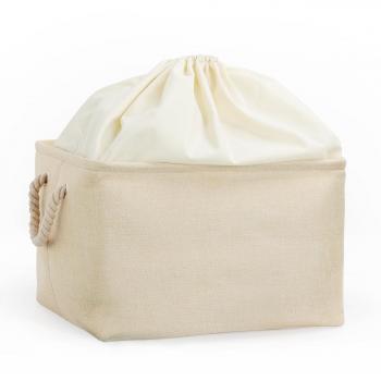 Cosyland Scatola Portabiancheria in Cotone & Lino – Organizzatore Pieghevole per Vestiti, Libri, Giocattoli, Cosmetici, Colore Beige