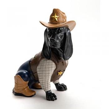 Statue collectionneur de Chien Basset cow-boy 30 cm