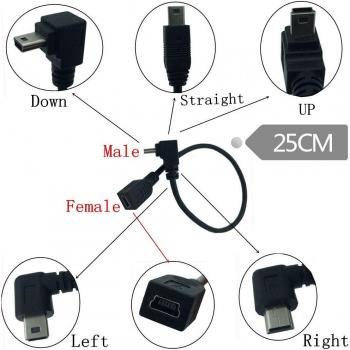 Mini USB 4 Angle Female to Mini B Male Cable Adapter 0.25m