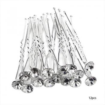 12Pcs Rhinestone Wedding Hairpins