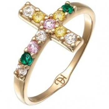 Haze & Glory Damenring Edelstein Kreuz Vivid 375er Gelbgold Größe 58