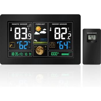 PT3378 DCF kabellose Wettervorhersage mit Alarm, Temperatur, Luftfeuchtigkeit, Barometer und Mondphase