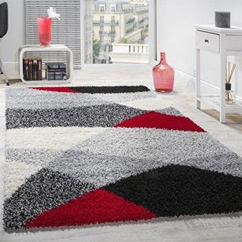 Alfombra Suave Geométrica 160x220 cm Roja