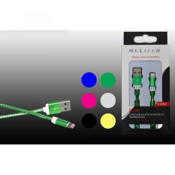 Cable USB Maxtech F-ip007, 2000mA, 1 metro, compatible con iPhone 5/5C/5S/6/6 Plus, alta velocidad