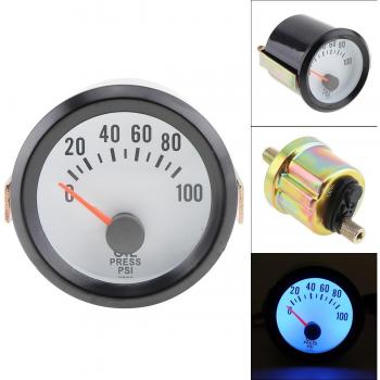 52mm 12V Blue LED Oil Pressure Gauge (0-100PSI)