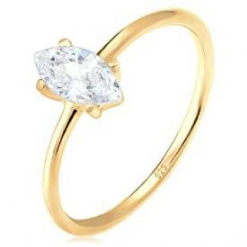 Anello femminile in argento sterling 925 con pietra di zirconio a forma di marquise