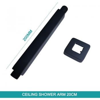 Overhead Stainless Steel Shower Head Mount – Matte Black, Round Design