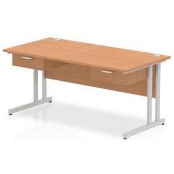 Impulse 1600 x 800mm Straight Office Desk Oak Top