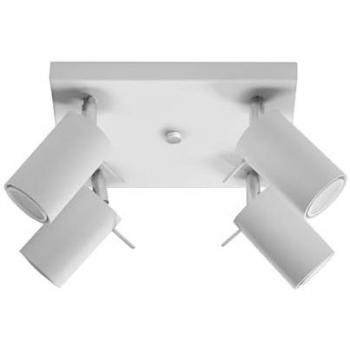 Silumen plafonnier LED carré à 4 spots, orientable, blanc, GU10