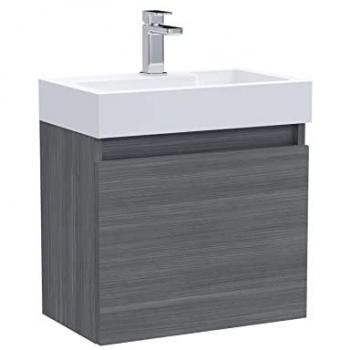 Balterley Wall Hung Vanity Unit with Slimline Polymarble Basin 500mm Woodgrain Anthracite