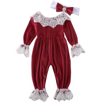 Vêtements de nuit bébé, combinaisons velours – 2 pièces