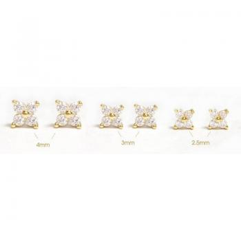 Boucles d'oreilles en cristal, argent Sterling 925, pour femmes, 2/3/4mm, fleur