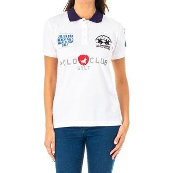 Polo voor dames met korte mouwen en contrastkraag 2WPG76 L wit