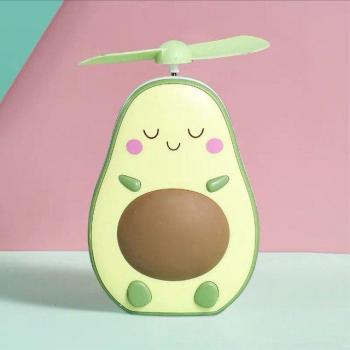 Avocado-Themed Mini Fan with Handheld Mirror and LED Light