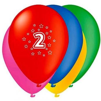 Globos de Cumpleaños Número 2 Perlados, Paquete de 5, 30 cm