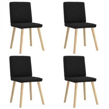 Sillas de comedor ergonómicas 4 unidades tela negra