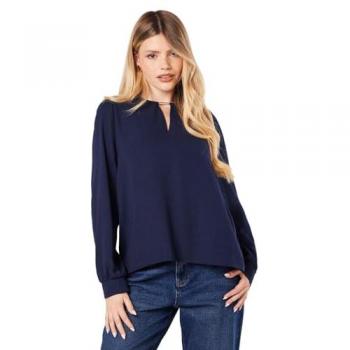 Navy Women's Bar Trim Overhead Blouse