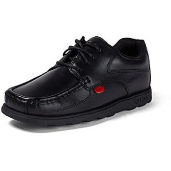 Kickers Boys Black Leather Lace-Up School Shoe Size UK 4 Junior
