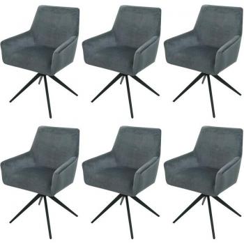 Set 6x Sedie Poltroncine Girevoli Grigio Scuro HHG 081