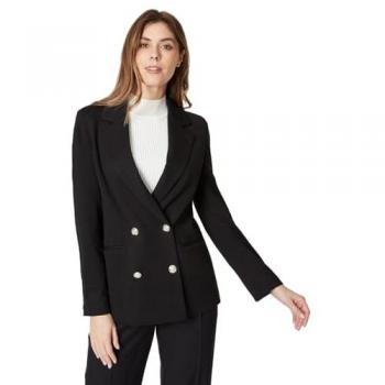 Women's Black Premium Ponte Military Blazer