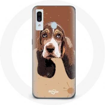 Funda Flexible Negra con Diseño de Basset Hound para Galaxy A20