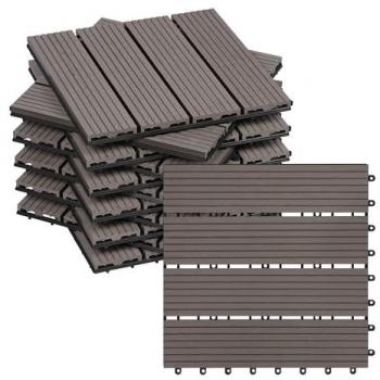 Lot de dalles WOLTU en bois-plastique Café