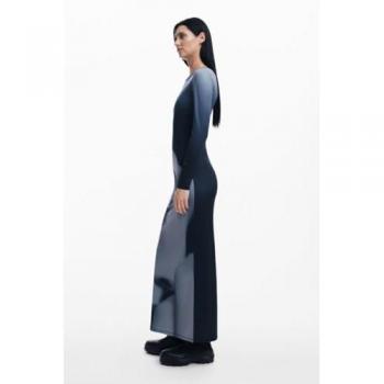 Desigual Portraitkleid für Damen, lang, in Schwarz