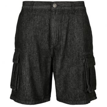 Cargoshorts URBAN CLASSICS Herren aus Bio-Denim, schwarz