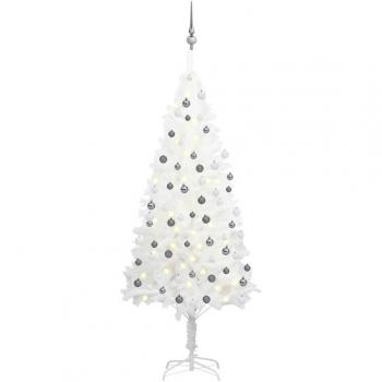 White Pre-lit Christmas Tree with Ball Set 180 cm vidaXL