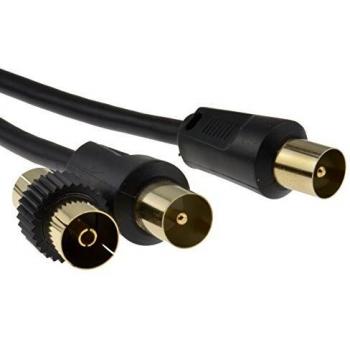 Kenable RF TV Freeview Plug to Plug Aerial Lead Cable with Coupler 10m