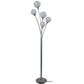 Lampadaire haut TOSEL avec deux abat-jours en verre et aluminium de dimensions 40 x 160 cm