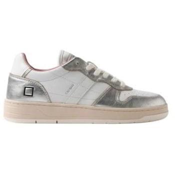 Perforated Leather Women’s Silver Sneakers – D.A.T.E., 451317, Size 9 US