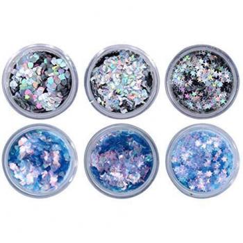 Ranvi Autocollants de maquillage pour les yeux ultra minces Nail Stars Flash Love Set de 6 bijoux(turquoise)