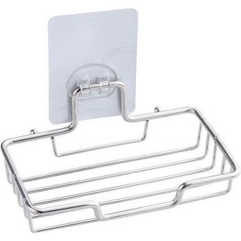 Stainless Steel Wall-Mounted Soap & Sponge Dish Set – Self-Glue Design